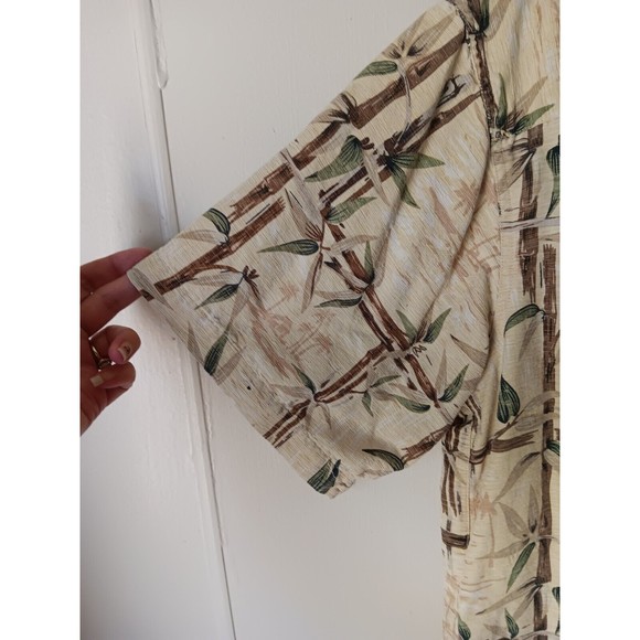 Ron Chereskin Hawaiian Shirt Washable Silk Tan Bamboo Design Size XL - Picture 9 of 10